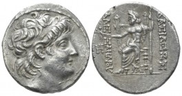The Seleucid Kings, Antioch on the Orontes Tetradrachm circa 128-122, AR 27mm., 15.97g. Diademed head r. Rev. Zeus seated l., holding sceptre and Nike...
