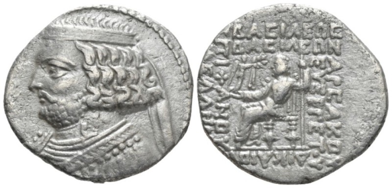 Parthia, Seleukeia on the Tigris Tetradrachm circa 57-58, AR 27mm., 14.92g. Diad...