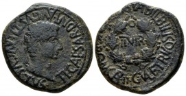 Hispania, Bilbilis Tiberius, 14-37 Bronze circa, Æ 28mm., 15.53g. Laureate head r. Rev. II VIR within laurel wreath. RPC 397.

Dark green patina, Ve...
