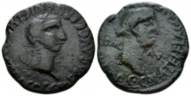 Hispania, Carthago Nova Gaius with Caesonia. As circa 37-41, Æ 27mm., 12.14g. Cn. Atellius Flaccus and Cn. Pompeius Flaccus, duoviri. Laureate head of...