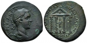 Moesia, Nicopolis ad Istrum Gordian III, 238-244 Bronze circa 238-244, Æ 28mm., 14.02g. Laureate, draped and cuirassed bust r. Rev. Tetrastyle temple ...