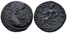 Bithynia, Nicaea Valerian I, 253-260 Bronze circa 253-260, Æ 24.5mm., 8.49g. Radiate, draped and cuirassed bust r. Rev. Athena seated l., holding Nike...