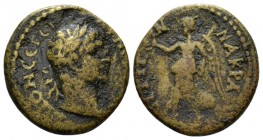 Lydia, Nacrasa Trajan, 98-117 Bronze circa 98-117, Æ 17.5mm., 3.06g. Laureate head r. Rev. NAKPACITΩN Nike advancing l., holding wreath and palm frond...