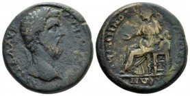 Lydia, Tabala Lucius Verus, 161-169 Bronze circa 161-169, Æ 23mm., 10.07g. Laureate head r. Rev.Turreted Cybele seated, l., holding patera over lion, ...