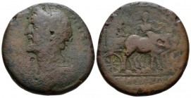 Lydia, Tralles Antoninus Pius, 138-161 Bronze circa 139-144, Æ 33.5mm., 25.97g. Laureate, draped and cuirassed bust r. Rev. veiled Io seated in hooded...