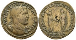 Phrygia, Hierapolis homonoia with Ephesus Philip I, 244-249 Bronze circa 244-249, Æ 36mm., 19.14g. Laureate, draped and cuirassed bust r. wearing aegi...