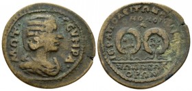 Phrygia, Hierapolis Homonoia with Ephesus Otacilia Severa, wife of Philip I Bronze circa 244-249, Æ 28mm., 6.78g. Draped bust r., wearing stephane. Re...