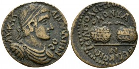 Phrygia, Hierapolis Homonoia with Smyrne. Gallienus, 253-268 Bronze circa 253-268, Æ 23.5mm., 6.06g. AV K Π ΛΙ ΓΑΛΛΙΗNOC Diademed, draped and cuirasse...