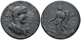 Pamphilia, Sillyum Valerian I, 253-260 Medallion circa 253-260, Æ 41.4mm., 36.65g. Laureate, draped and cuirassed bust r. Rev. Tyche standing l., hold...