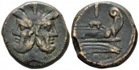 As after 211, Æ 31.8mm., 32.50g. Laureate head of Janus; above, mark of value. Rev. Prow r.; above, mark of value and below, ROMA. Sydenham 143. RBW 2...