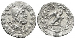 L. Aurelius Cotta. Denarius serratus 105, AR 18.8mm., 3.57g. Draped bust of Vulcan r., wearing cap bound with laurel wreath, tongs over shoulder; belo...