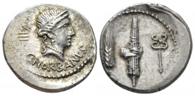 C. Norbanus. Denarius 83, AR 19.9mm., 9.98g. Head of Venus r.; below, C NORBANVS; behind, control numeral. Rev. Corn ear, fasces with axe and caduceus...