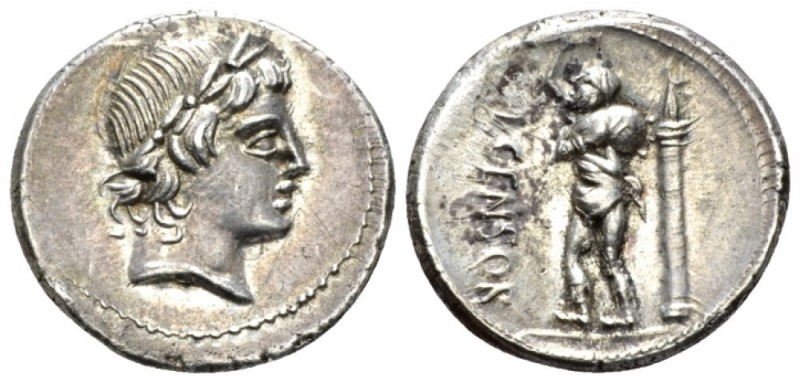 L. Marcius Censorinus. Denarius 82, AR 19.1mm., 4.04g. Laureate head of Apollo r...