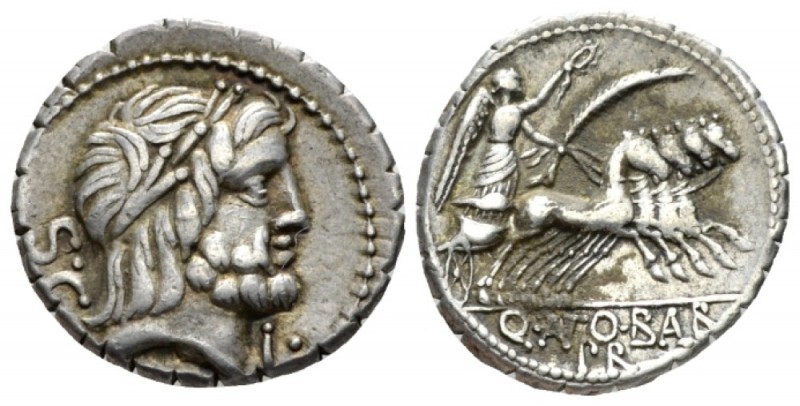Q. Antonius Balbus. Denarius serratus 83-82, AR 18.7mm., 3.88g. Laureate head of...