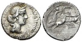 C. Annius. Denarius North-Italy 82-81, AR 19.9mm., 3.87g. C·ANNI·T·F·T·N· PRO·COS·EX·S·C Diademed and draped female bust r.; behind, caduceus, before,...