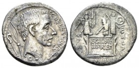 C. Coelius Caldus. Denarius 51, AR 18.4mm., 3.08g. C·COEL·CALDVS Head of C. Coelivs Caldus r.; in field l., standard inscribed HIS; in field l., carny...