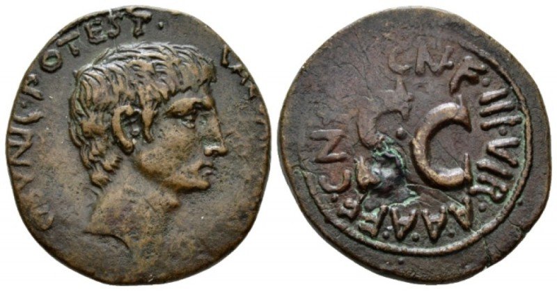 Octavian as Augustus, 27 BC – 14 AD As circa 15 BC, Æ 27mm., 11.14g. Bare head r...