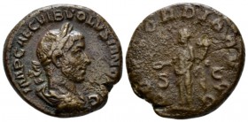 Volusian, 251-253 As circa 251-253, Æ 24mm., 10.37g. Laureate, draped and cuirassed bust r. Rev. Concordia standing to l. holding patera and cornucopi...