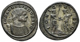 Aurelian, 270-275 Antoninianus Mediolanum circa 270, billon 23mm., 3.17g. Radiate, draped and cuirassed bust r. Rev. Aurelian, standing r., holding sc...