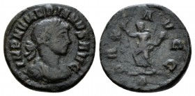 Numerian, 283-284 Quinarius circa 283-284, Æ 12mm., 1.58g. Laureate, draped and cuirassed bust r. Rev. Pax advancing l., holding branch and sceptre. C...