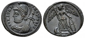 Constantine I, 307-337 Follid Lugdunum after 337, Æ 15mm., 2.36g. Laureate and helmeted bust of Constantinopolis l. Rev Victory standing left on prow,...