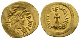 Phocas, 602-610 Tremissis Constantinople circa 607-610, AV 15mm., 1.46g. Diademed and draped bust r. Rev. Cross. DO 19. Sear 634.

Extremely Fine.