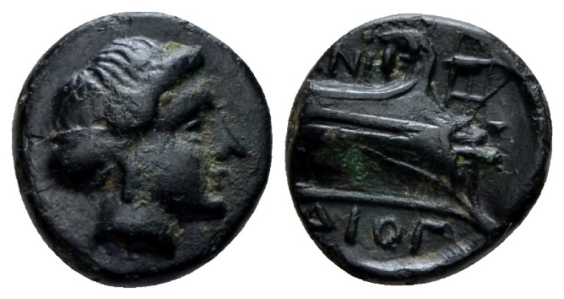 Caria, Cnidus Bronze circa 250-210, Æ 10mm., 1.53g. Laureate head of Apollo r. R...