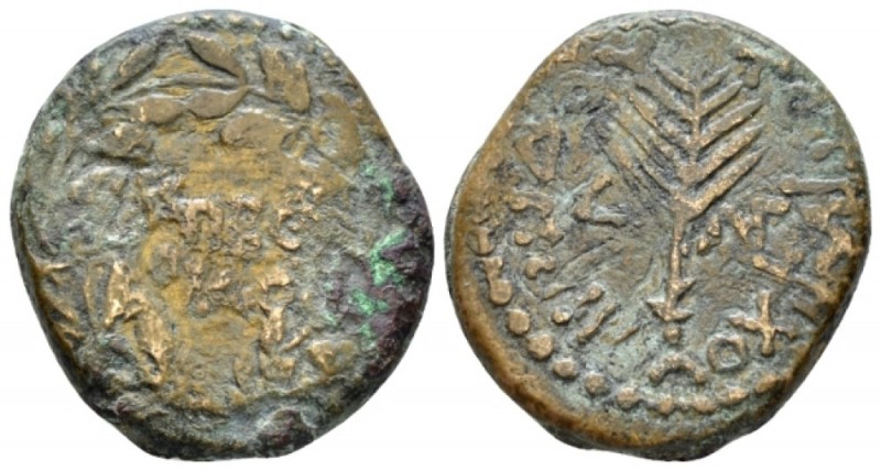 Judaea, Tiberias Herod III Antipas, 4 BC- 39 AD Unit circa 29-30, Æ 23mm., 10.64...