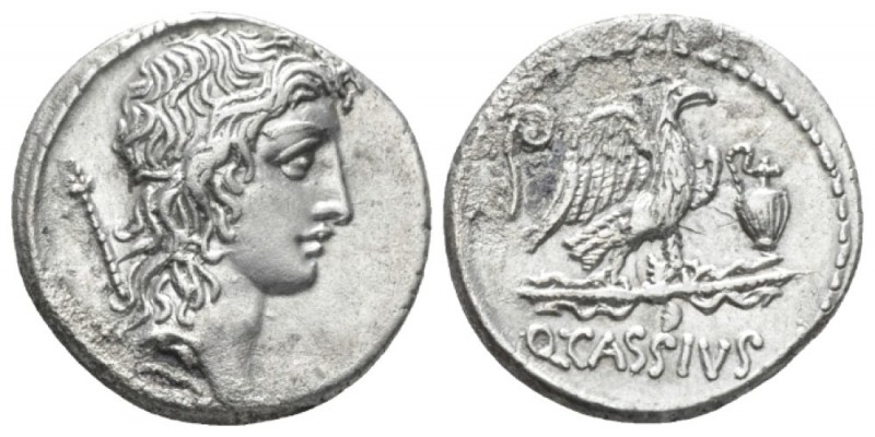 Q. Cassius Longinus. Denarius 55, AR 18mm., 3.78g. Head of Genius Populi Romani ...