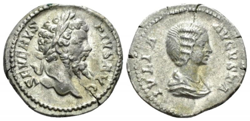 Septimius Severus, 193-211 Denarius circa 202-210, AR 19mm., 3.33g. Laureate hea...