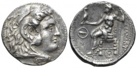 Kingdom of Macedon, Alexander III, 336 – 323 and posthumous issue Tyre Tetradrachm circa 310-295, AR 27mm., 16.19g. Head of Herakles r., wearing lion-...