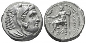 Kingdom of Macedon, Philip III Arridaeus, 323-317 Sardes Tetradrachm circa 323-319, AR 27mm., 16.88g. Head of Herakles r., wearing lion skin. Rev. Zeu...