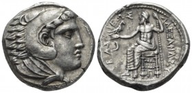 Kingdom of Macedon, Philip III Arridaeus, 323-317 Amphipolis Tetrachm circa 318-317, AR 26mm., 16.78g. Head of Herakles r., wearing lion skin. Rev. Ze...