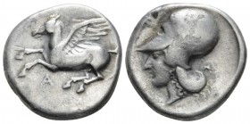 Locri Opuntii, Ambracia. Anactorium. Stater circa 360-339, AR 21mm., 8.33g. Pegasus l. Rev. Head of Athena l., wearing Corinthian helmet. Calciati 111...