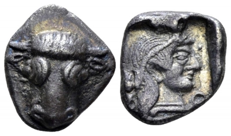 Phocis, Federal coinage Triobol circa 449-447, AR 15mm., 2.70g. Frontal bull’s h...