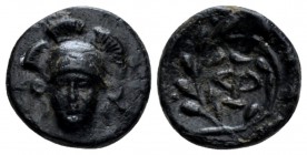 Phocis, attributed to the Triumvirate that replaced Phalaikos, 347 - 346 BC. Federal Coinage Bronze circa 347-346 BC, Æ 13mm., 1.92g. Head of Athena h...