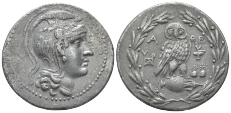 Attica, Athens Tetradrachm new style circa 165-150/49, AR 34mm., 16.23g. Helmete...