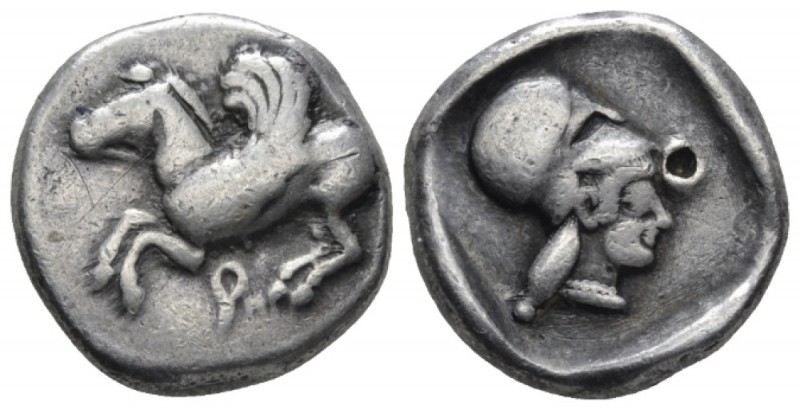 Corinthia, Corinth Stater circa 500-480, AR 18mm., 8.17g. Pegasus flying l. Rev....