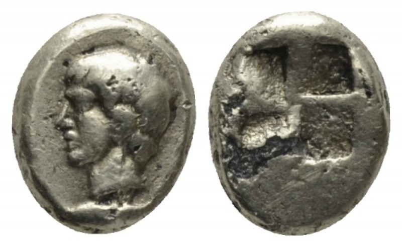 Mysia, Cyzicus Hemihecte circa 450-430, EL 8mm., 1.17g. Male head l. Rev. Quadri...