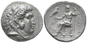 The Ptolemies, Ptolemy I Soter, 305-282. Sidon Tetradrachm circa 320-319, AR 27mm., 16.77g. Head of Herakles r., wearing lion skin. Rev. Zeus seated l...