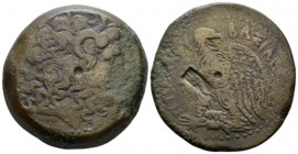 The Ptolemies, Ptolemy IV Philopator, 222-205/4. Alexandria Bronze circa 225-205, Æ 35mm., 40.28g. Diademed head of Zeus-Ammon r. Rev. Eagle with wing...