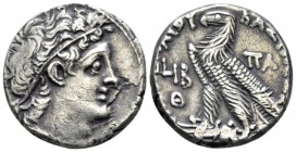The Ptolemies, Cleopatra III and Ptolemy X, 107-101 Alexandria Tetradrachm circa 106-105, AR 24mm., 12.59g. Diademed head of Ptolemy r., wearing aegis...