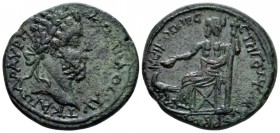 Moesia, Nicopolis ad Istrum Commodus, 177-192 Bronze circa 177-192, Æ 27.4mm., 12.04g. Laureate head r. Rev. Zeus seated l. on throne, holding patera ...