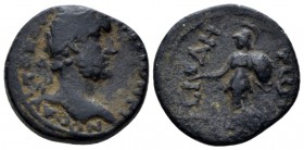 Pamphilia, Side Antoninus Pius, 138-161 Bronze circa 138-161, Æ 19.2mm., 4.88g. Laureate head r. Rev. Athena advancing, l., holding pomegranate over s...