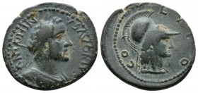 Lycaonia, Iconium Antoninus Pius, 138-161 Bronze circa 138-161, Æ 21.4mm., 4.22g. Laureate, draped and cuirassed bust r. Rev. COL ICO Head of Minerva/...