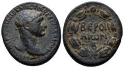 Cyrrhestica, Beroea Trajan, 98-117 Bronze circa 98-117, Æ 24.3mm., 10.52g. Laureate head r. Rev. ΒΕΡΟΙ/ΑΙωΝ / Β within laurel wrath. RPC 3428.

Brow...