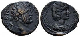 Cyrrhestica, Hierapolis Caracalla, 198-217 Bronze circa 198-217, Æ 26.6mm., 11.21g. Laureate head r. Rev. Draped and diademed bust of J. Domna r. BMC ...