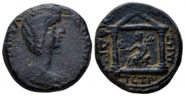 Decapolis, Petra Julia Domna, wife of Septimius Severus Bronze circa 193-217, Æ 21mm., 9.11g. IOVΛ ΔOMNA CEB Draped bust r. Rev. Distyle temple with p...