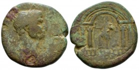 Judaea, Caesarea Maritima Trajan, 98-117 Bronze circa 98-117, Æ 32mm., 20.31g. Laureate bust r., slight drapery. Rev. Tetrastyle temple; within, Tyche...