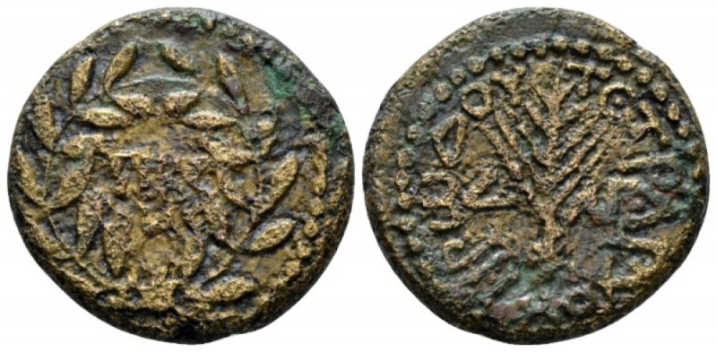 Judaea, Tiberias Herod III Antipas, 4 BC- 39 AD Unit circa 29-30, Æ 24.3mm., 11....